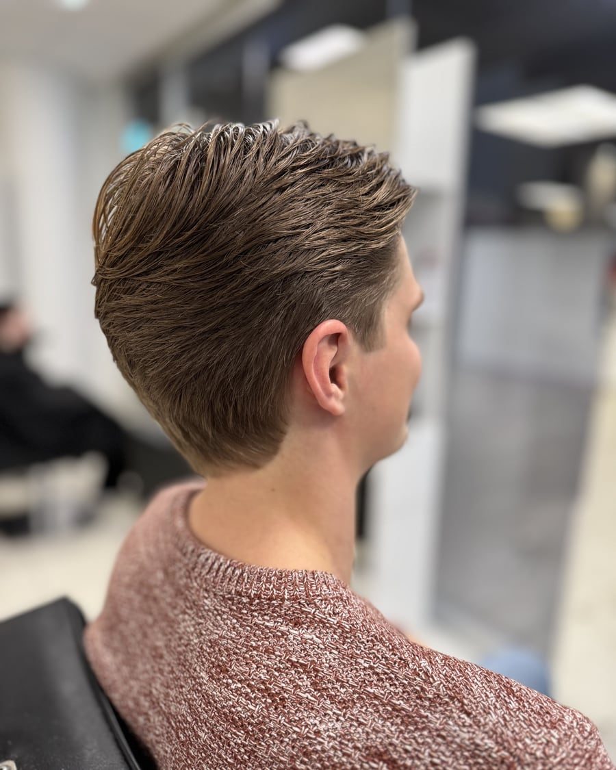 Efter klippning: Utväxt till fade & styling av Hamid — Kvarnens Klippotek, frisör Uppsala centrum